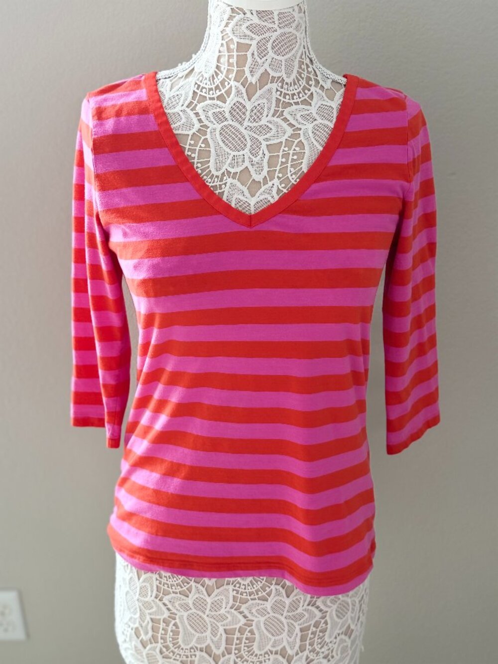 Banana Republic Striped V-Neck Top — Size L